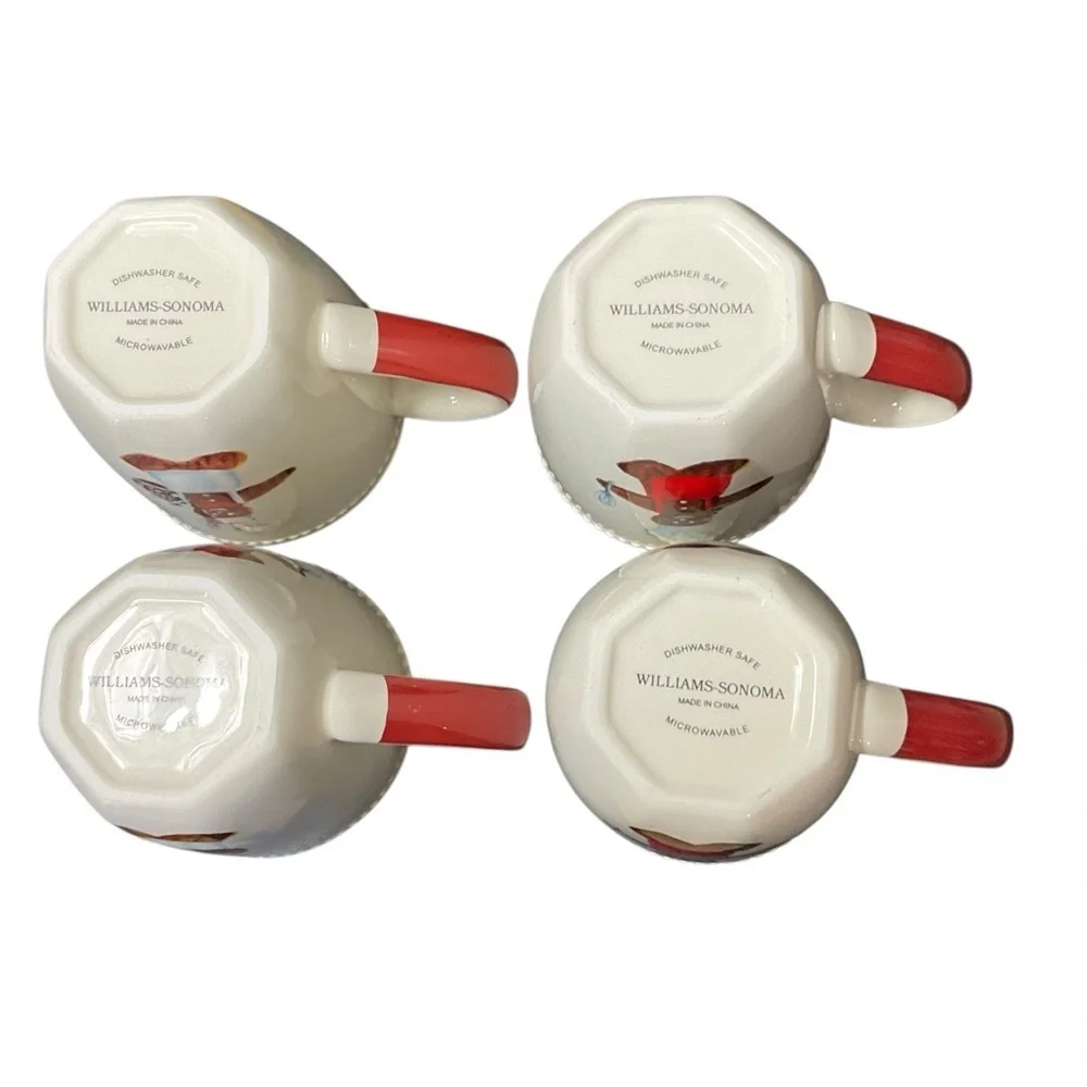 Williams Sonoma Gingerbread Chef Mugs Set of 4 Christmas Holiday 16 oz